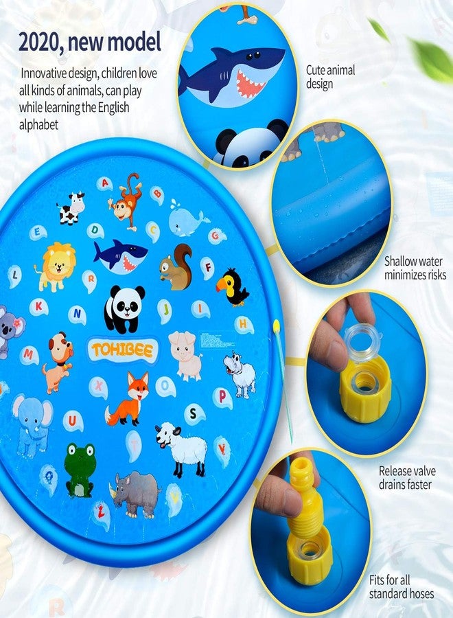 TOHIBEE Splash Pad, 68" Sprinkler for Kids, Outdoor Water Toys for 2-9 Year Old Boys Girls, Kiddie Pool, Cool Summer Gifts Toys for 2 3 4 5 6 Year Old (Animals Alphabet Theme,Small) - Image 4